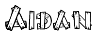 The clipart image shows the name Aidan stylized to look like it is constructed out of separate wooden planks or boards, with each letter having wood grain and plank-like details.
