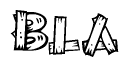 The image contains the name Bla written in a decorative, stylized font with a hand-drawn appearance. The lines are made up of what appears to be planks of wood, which are nailed together