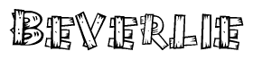 The clipart image shows the name Beverlie stylized to look like it is constructed out of separate wooden planks or boards, with each letter having wood grain and plank-like details.