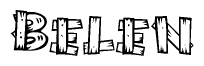 The clipart image shows the name Belen stylized to look like it is constructed out of separate wooden planks or boards, with each letter having wood grain and plank-like details.