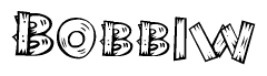 The image contains the name Bobbiw written in a decorative, stylized font with a hand-drawn appearance. The lines are made up of what appears to be planks of wood, which are nailed together