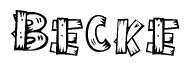 The clipart image shows the name Becke stylized to look like it is constructed out of separate wooden planks or boards, with each letter having wood grain and plank-like details.