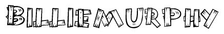 The image contains the name Billiemurphy written in a decorative, stylized font with a hand-drawn appearance. The lines are made up of what appears to be planks of wood, which are nailed together