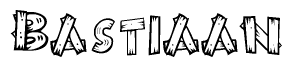 The image contains the name Bastiaan written in a decorative, stylized font with a hand-drawn appearance. The lines are made up of what appears to be planks of wood, which are nailed together