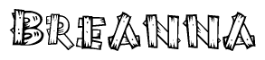 The clipart image shows the name Breanna stylized to look like it is constructed out of separate wooden planks or boards, with each letter having wood grain and plank-like details.