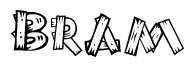 The clipart image shows the name Bram stylized to look as if it has been constructed out of wooden planks or logs. Each letter is designed to resemble pieces of wood.
