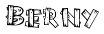 The image contains the name Berny written in a decorative, stylized font with a hand-drawn appearance. The lines are made up of what appears to be planks of wood, which are nailed together