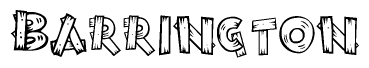 The clipart image shows the name Barrington stylized to look as if it has been constructed out of wooden planks or logs. Each letter is designed to resemble pieces of wood.
