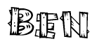 The clipart image shows the name Ben stylized to look like it is constructed out of separate wooden planks or boards, with each letter having wood grain and plank-like details.