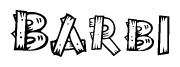 The clipart image shows the name Barbi stylized to look like it is constructed out of separate wooden planks or boards, with each letter having wood grain and plank-like details.