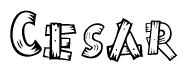 The clipart image shows the name Cesar stylized to look like it is constructed out of separate wooden planks or boards, with each letter having wood grain and plank-like details.