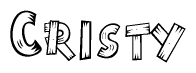 The clipart image shows the name Cristy stylized to look as if it has been constructed out of wooden planks or logs. Each letter is designed to resemble pieces of wood.