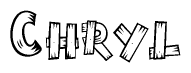 The image contains the name Chryl written in a decorative, stylized font with a hand-drawn appearance. The lines are made up of what appears to be planks of wood, which are nailed together
