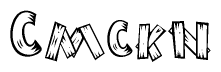 The image contains the name Cmckn written in a decorative, stylized font with a hand-drawn appearance. The lines are made up of what appears to be planks of wood, which are nailed together