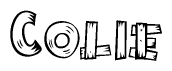 The clipart image shows the name Colie stylized to look as if it has been constructed out of wooden planks or logs. Each letter is designed to resemble pieces of wood.