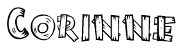 The clipart image shows the name Corinne stylized to look as if it has been constructed out of wooden planks or logs. Each letter is designed to resemble pieces of wood.