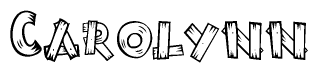 The image contains the name Carolynn written in a decorative, stylized font with a hand-drawn appearance. The lines are made up of what appears to be planks of wood, which are nailed together
