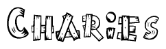 The image contains the name Char;es written in a decorative, stylized font with a hand-drawn appearance. The lines are made up of what appears to be planks of wood, which are nailed together