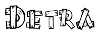 The clipart image shows the name Detra stylized to look like it is constructed out of separate wooden planks or boards, with each letter having wood grain and plank-like details.