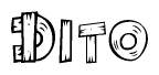 The clipart image shows the name Dito stylized to look like it is constructed out of separate wooden planks or boards, with each letter having wood grain and plank-like details.