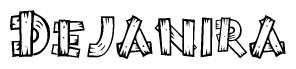 The clipart image shows the name Dejanira stylized to look as if it has been constructed out of wooden planks or logs. Each letter is designed to resemble pieces of wood.