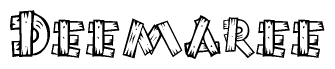 The image contains the name Deemaree written in a decorative, stylized font with a hand-drawn appearance. The lines are made up of what appears to be planks of wood, which are nailed together