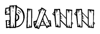The clipart image shows the name Diann stylized to look as if it has been constructed out of wooden planks or logs. Each letter is designed to resemble pieces of wood.