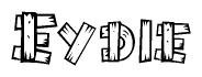 The clipart image shows the name Eydie stylized to look as if it has been constructed out of wooden planks or logs. Each letter is designed to resemble pieces of wood.