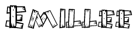 The clipart image shows the name Emillee stylized to look like it is constructed out of separate wooden planks or boards, with each letter having wood grain and plank-like details.