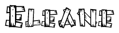 The image contains the name Eleane written in a decorative, stylized font with a hand-drawn appearance. The lines are made up of what appears to be planks of wood, which are nailed together