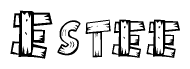 The clipart image shows the name Estee stylized to look like it is constructed out of separate wooden planks or boards, with each letter having wood grain and plank-like details.