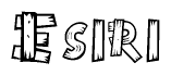 The image contains the name Esiri written in a decorative, stylized font with a hand-drawn appearance. The lines are made up of what appears to be planks of wood, which are nailed together