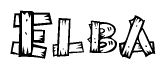 The clipart image shows the name Elba stylized to look like it is constructed out of separate wooden planks or boards, with each letter having wood grain and plank-like details.