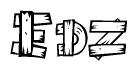 The clipart image shows the name Edz stylized to look as if it has been constructed out of wooden planks or logs. Each letter is designed to resemble pieces of wood.