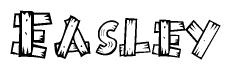 The image contains the name Easley written in a decorative, stylized font with a hand-drawn appearance. The lines are made up of what appears to be planks of wood, which are nailed together