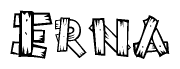 The clipart image shows the name Erna stylized to look like it is constructed out of separate wooden planks or boards, with each letter having wood grain and plank-like details.
