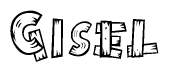 The clipart image shows the name Gisel stylized to look as if it has been constructed out of wooden planks or logs. Each letter is designed to resemble pieces of wood.