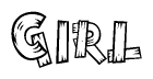 The clipart image shows the name Girl stylized to look like it is constructed out of separate wooden planks or boards, with each letter having wood grain and plank-like details.