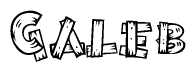 The image contains the name Galeb written in a decorative, stylized font with a hand-drawn appearance. The lines are made up of what appears to be planks of wood, which are nailed together