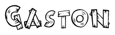 The clipart image shows the name Gaston stylized to look as if it has been constructed out of wooden planks or logs. Each letter is designed to resemble pieces of wood.