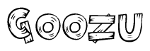 The clipart image shows the name Goozu stylized to look as if it has been constructed out of wooden planks or logs. Each letter is designed to resemble pieces of wood.