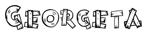 The clipart image shows the name Georgeta stylized to look as if it has been constructed out of wooden planks or logs. Each letter is designed to resemble pieces of wood.
