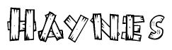 The clipart image shows the name Haynes stylized to look as if it has been constructed out of wooden planks or logs. Each letter is designed to resemble pieces of wood.