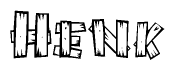 The image contains the name Henk written in a decorative, stylized font with a hand-drawn appearance. The lines are made up of what appears to be planks of wood, which are nailed together