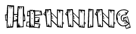 The clipart image shows the name Henning stylized to look as if it has been constructed out of wooden planks or logs. Each letter is designed to resemble pieces of wood.