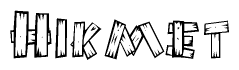 The clipart image shows the name Hikmet stylized to look as if it has been constructed out of wooden planks or logs. Each letter is designed to resemble pieces of wood.