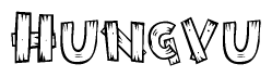 The clipart image shows the name Hungvu stylized to look like it is constructed out of separate wooden planks or boards, with each letter having wood grain and plank-like details.