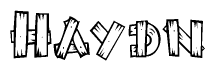 The clipart image shows the name Haydn stylized to look like it is constructed out of separate wooden planks or boards, with each letter having wood grain and plank-like details.