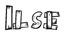 The clipart image shows the name Ilse stylized to look as if it has been constructed out of wooden planks or logs. Each letter is designed to resemble pieces of wood.