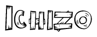 The clipart image shows the name Ichizo stylized to look like it is constructed out of separate wooden planks or boards, with each letter having wood grain and plank-like details.